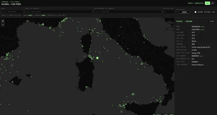 AIS Stream — Marine traffic, read in real time.