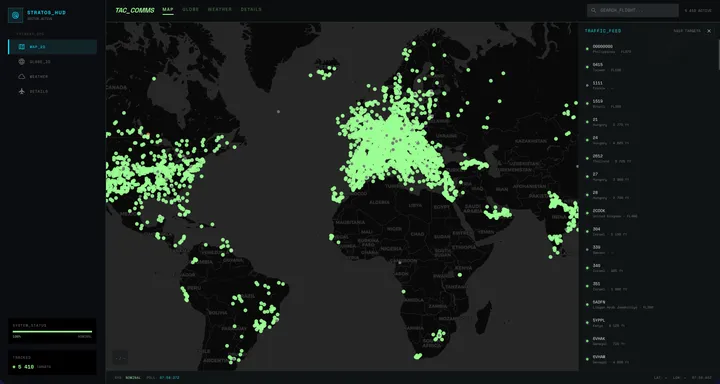 Stratos HUD — Flight traffic as a heads-up display.